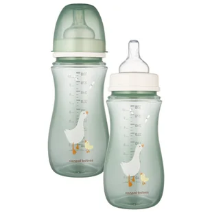 Canpol Babies Butelka Antykolkowa Easy Start 300 ml GOOSE Gęsi Zielona - Butelki dla niemowląt - miniaturka - grafika 1