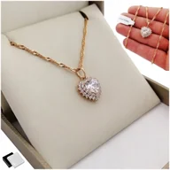 Naszyjniki - Piękny Złoty Naszyjnik Damski Serce 18K Na Prezent / Stal Chirurgiczna 70Cm - miniaturka - grafika 1