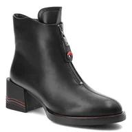 Botki damskie - Czarne Botki Filippo Obuwie Damskie Na Eleganckim Obcasie - miniaturka - grafika 1