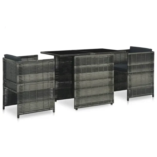 Zestaw mebli polirattanowych szary i antracytowy, 102 x 58 x 76 cm