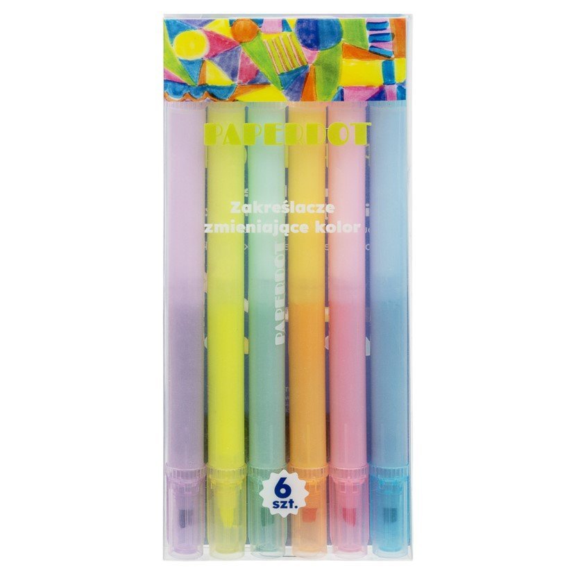 Paperdot, Zakreślacze Zmieniające Kolor, Różnokolorowe, 6 sztuk