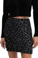 Spódnice - MANGO CZARNA MINI SPÓDNICA Z HAFTEM I WYSOKIM STANEM M XQA - miniaturka - grafika 1