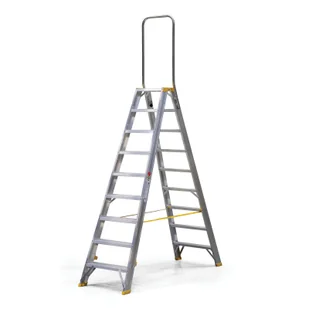 Schodki aluminiowe dwustronne ALVE FORTE z uchwytem, 2x9 stopni, wysokość 1,91 m - Pozostałe wyposażenie warsztatu - miniaturka - grafika 1