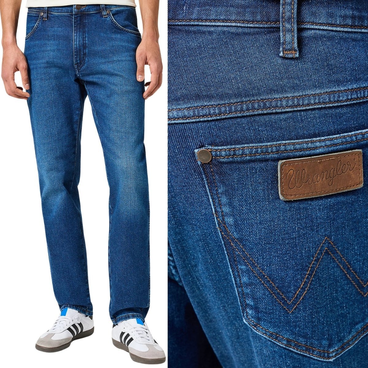 Wrangler RIVER Dark Trails 365WARM LEKKO ZWĘŻANE SPODNIE JEANSOWE W36 L32