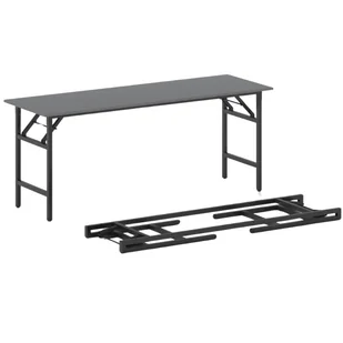 B2B Partner Stół konferencyjny FAST READY z czarnym stelażem, 1700 x 500 x 750 mm, antracyt 499536 - Stoły i stoliki do biura - miniaturka - grafika 1
