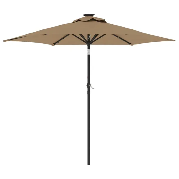Parasol Ogrodowy z Korbką i Oświetleniem LED, 225x225x212 cm, Taupe
