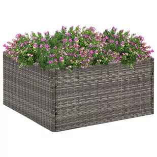 vidaXL Donica ogrodowa, szara, 80x80x40 cm, rattan PE - Donice - miniaturka - grafika 1