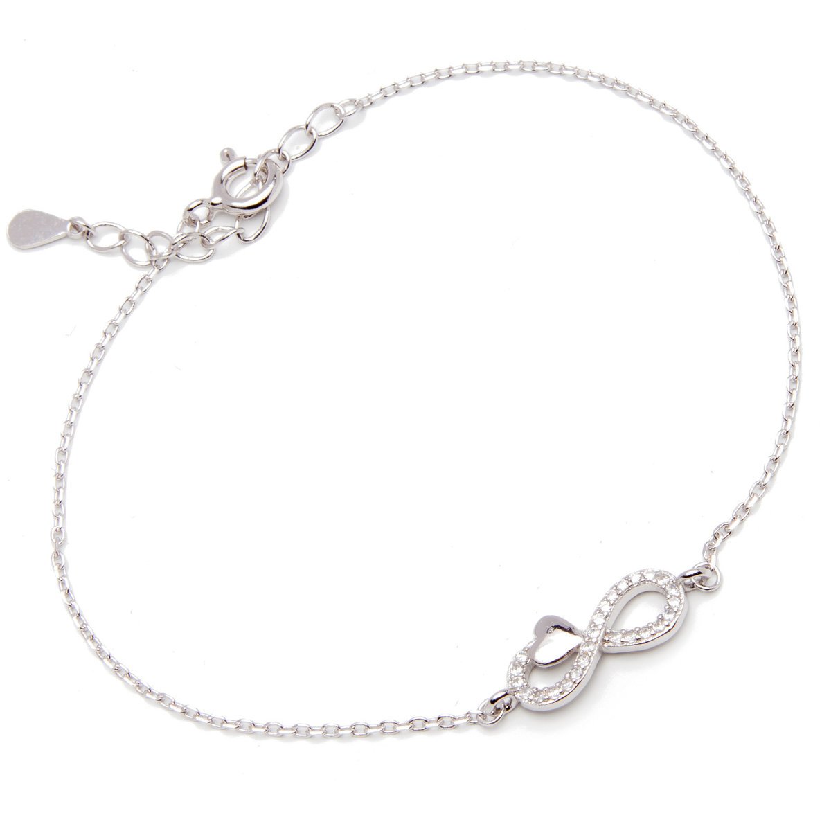 Srebrna Bransoletka nieskończoność serce