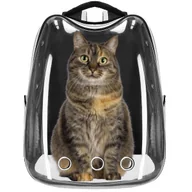 Torebki damskie - Plecak transporter dla kota, królika, psa 40 x 34 x 21 cm torba transportowa do 12 kg szary, transparentny - miniaturka - grafika 1