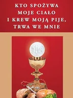 Ikony i obrazy sakralne - Baner na Boże Ciało "Kto spożywa moje ciało i pije moją krew, trwa we mnie" 75x100 cm - miniaturka - grafika 1