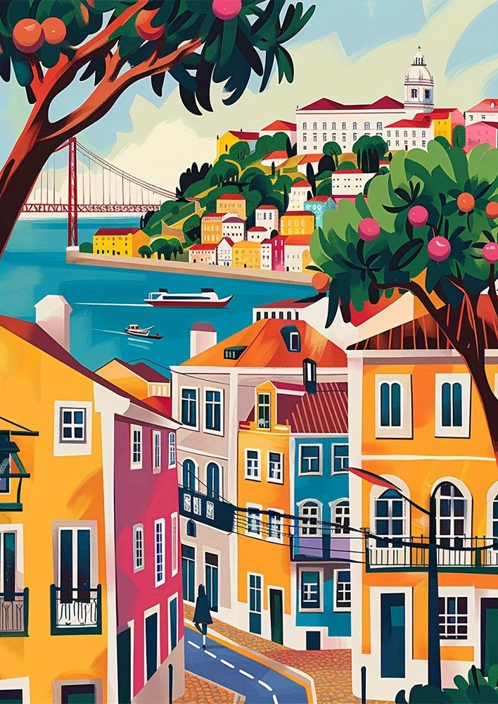 Mozaika diamentowa miasteczko nadmorskie