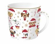 Ozdoby bożonarodzeniowe - KUBEK PORCELANOWY w PUSZCE Christmas Friends Dogs - PSY - miniaturka - grafika 1