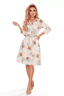 Sukienki - Rozkloszowana Szmizjerka z Paskiem - Biało Złote Koła - miniaturka - grafika 1