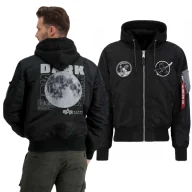 Odzież taktyczna i umundurowanie - Kurtka z kapturem Alpha Industries MA-1 VF Hood Dark Side 108108 285 - Czarna/Odblaskowa M - miniaturka - grafika 1