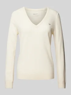 Sweter z wełny z dekoltem w serek - Swetry damskie - miniaturka - grafika 1