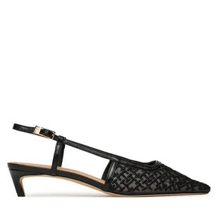 Sandały Tommy Hilfiger Mono Squared Toe Kitten Slingb FW0FW08746 Czarny - Sandały damskie - miniaturka - grafika 1