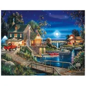 Malowanie po numerach - Diamentowa mozaika 5D. Domek nad potokiem 1006300 - Norimpex - miniaturka - grafika 1