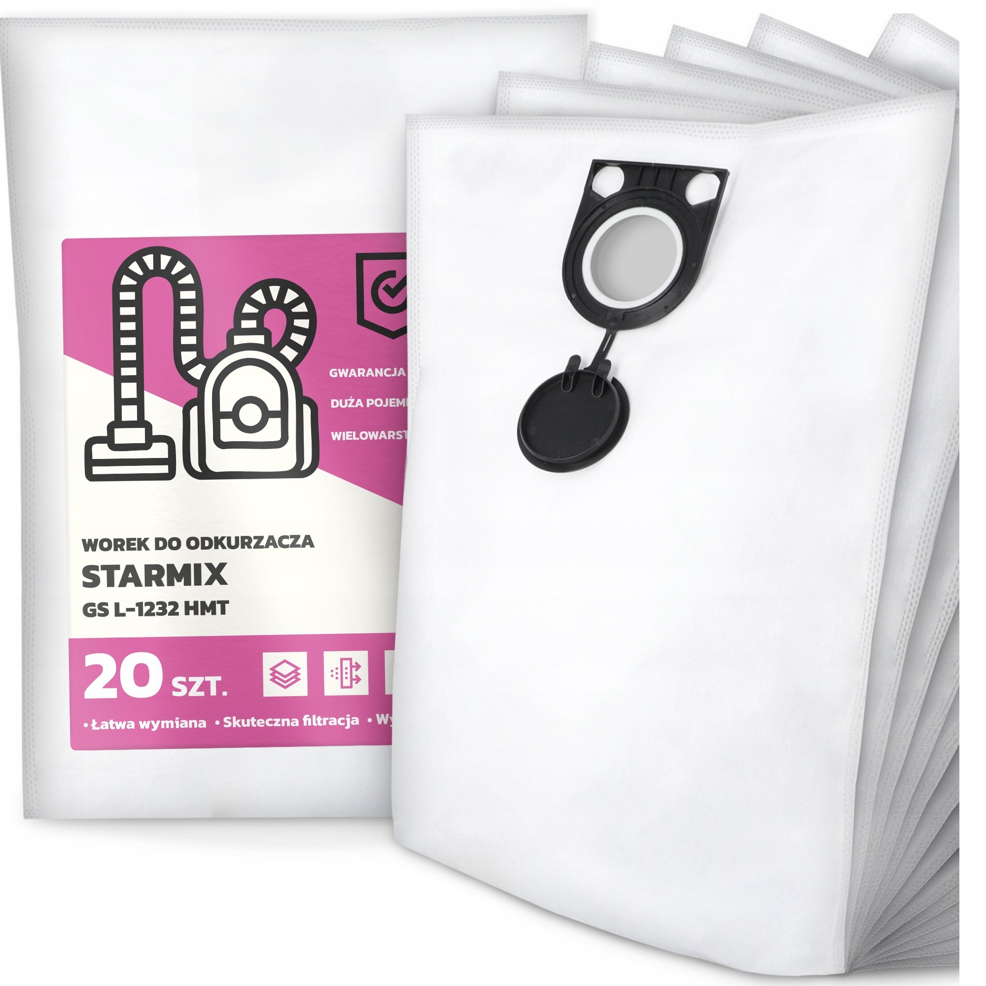 20x Worek do Odkurzacza Starmix Gs L-1232 Hmt Syntetyczny Pojemny Mocny G9