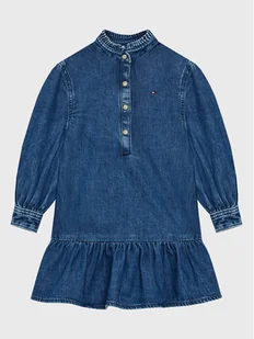 Tommy Hilfiger Sukienka jeansowa Denim Frill Collar KG0KG07026 D Niebieski Regular Fit - Sukienki i spódniczki dla dziewczynek - miniaturka - grafika 1
