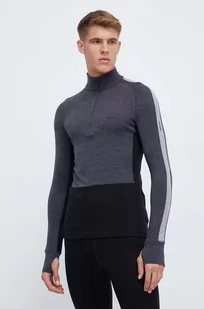 Icebreaker longsleeve funkcyjny Merino ZoneKnit 200 kolor czarny - Bielizna sportowa męska - miniaturka - grafika 1