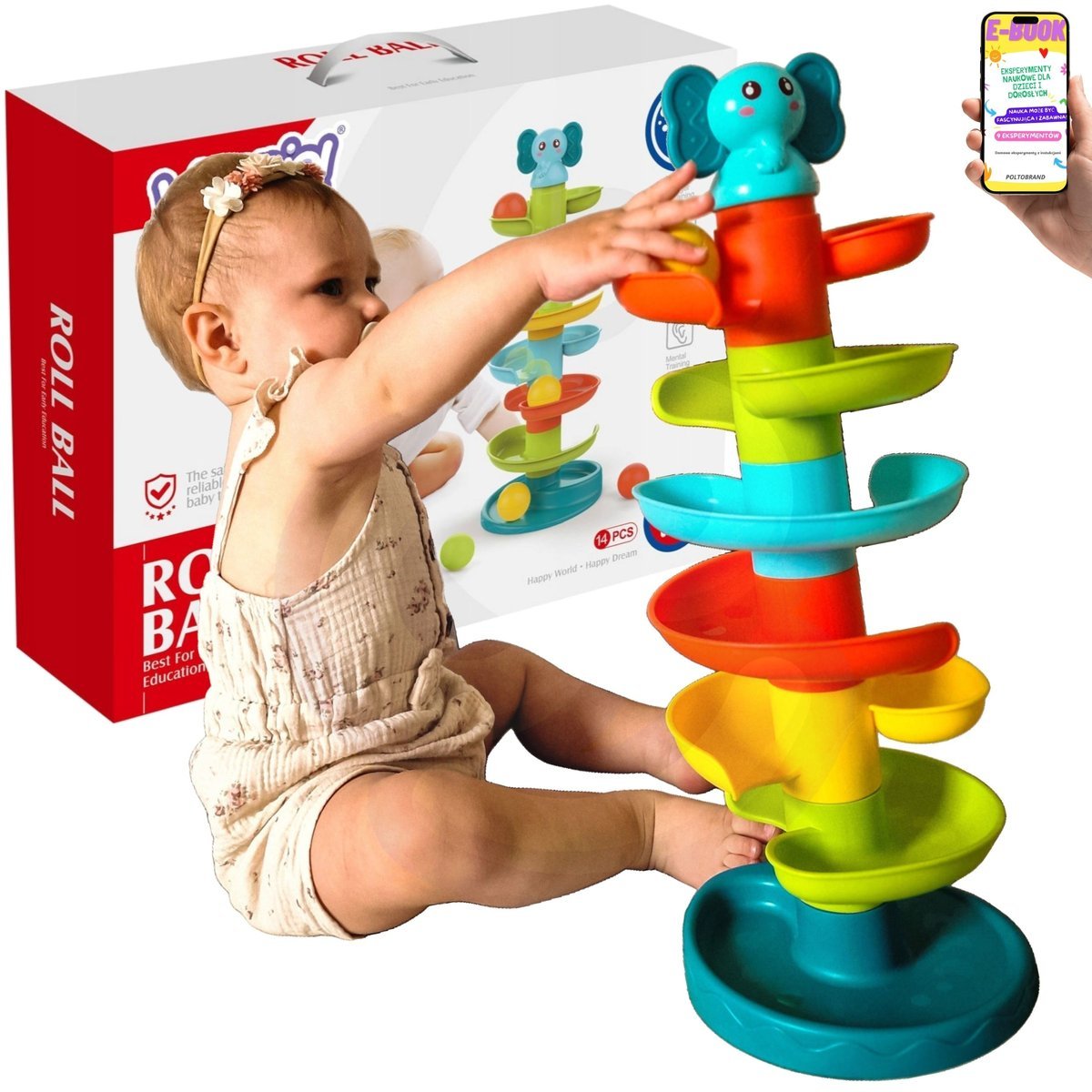 KULODROM SPIRALA ZJEŻDŻALNIA KULKOWA 3 KULKI – WIEŻA TOR KULKOWY DLA MALUCHA 6m+ EBOOK
