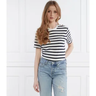 Tommy Hilfiger T-shirt GOLD BUTTON C-NK SS | Regular Fit - Koszulki i topy damskie - miniaturka - grafika 1