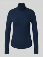 Bluzki damskie - Bluzka z długim rękawem o kroju slim fit z mieszanki wiskozy - miniaturka - grafika 1