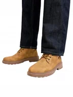 Botki męskie - JACK&JONES MĘSKIE TRZEWIKI BEŻOWE SZNUROWANE 45 4AA - miniaturka - grafika 1