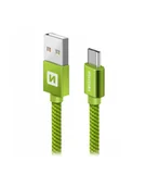 Kable USB - Swissten tekstylny USB - USB-C 1.2m zielony - miniaturka - grafika 1