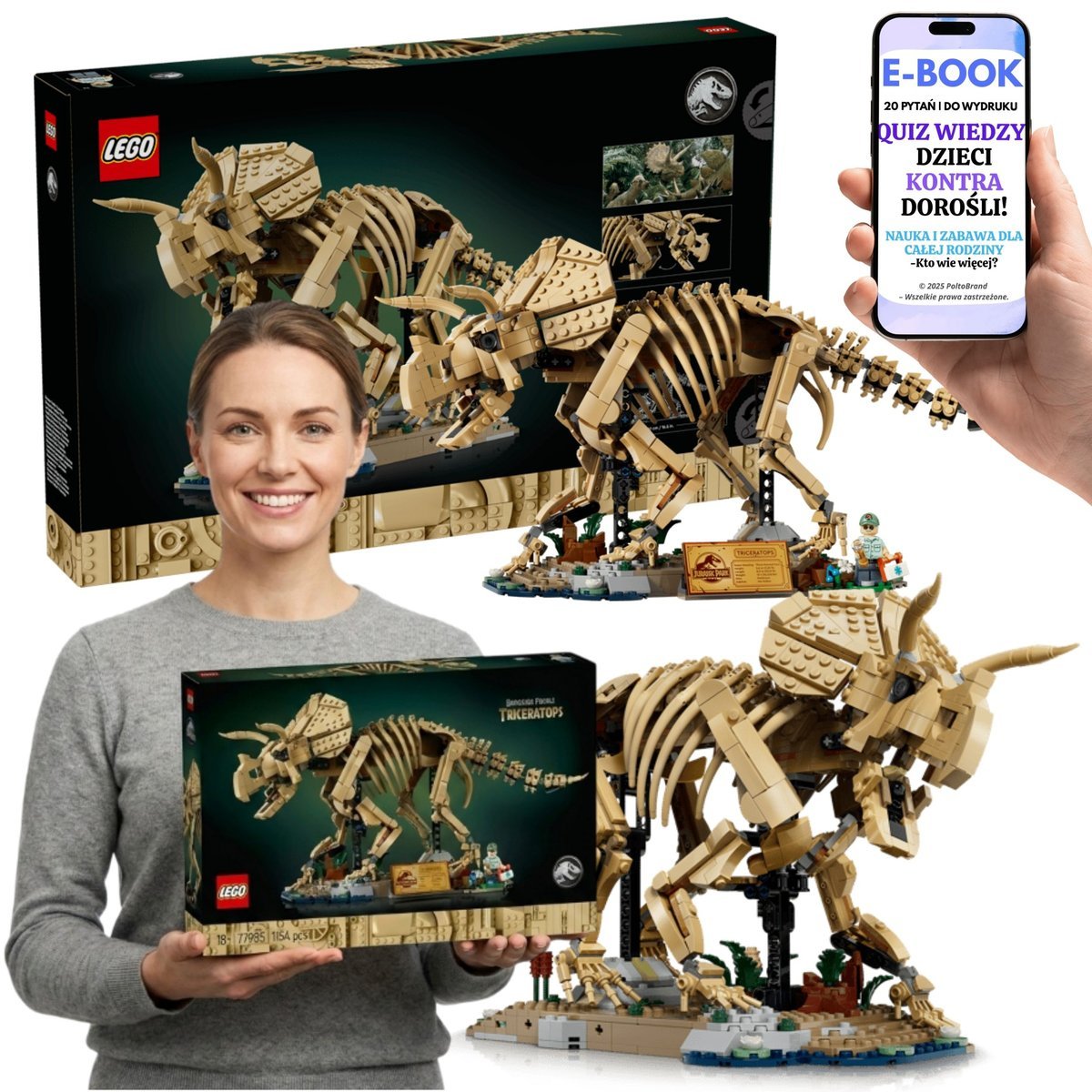 LEGO Jurassic World Triceratops Model Kolekcjonerski (77985) + E-BOOK-2