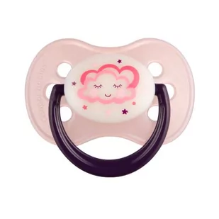 CANPOL CANPOL BABIES Smoczek uspokajający kauczuk 0-6m okrągły Night Dreams różowa chmurka 22/642 - Smoczki uspokajające - miniaturka - grafika 1