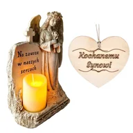Lampiony i znicze - ZNICZ dla SYNA ANIOŁ STRÓŻ z napisem i świeczką led na GRÓB - miniaturka - grafika 1