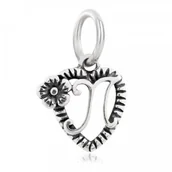 Charmsy - Murrano Charms Zawieszka Koralik Srebrny IMIĘ MIŁOŚCI N SR-019 - miniaturka - grafika 1