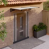 Markizy - vidaXL Daszek nad drzwi, czarno-przezroczysty, 199x90 cm, poliwęglan - miniaturka - grafika 1