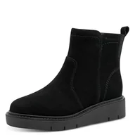 Kozaki damskie - TAMARIS Damskie buty Comfort Boot Flat Półdługie kozaki, Black Suede, 38 EU, czarny zamsz, 38 EU - miniaturka - grafika 1