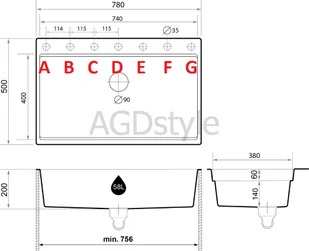 BRANDE ZONE 780-80 BLACK (czarny mat) - Zlewozmywaki - miniaturka - grafika 2