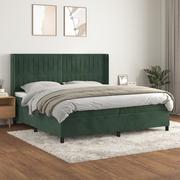 Łóżka - Lumarko Łóżko kontynentalne z materacem, zielone, aksamit, 200x200 cm - miniaturka - grafika 1