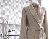 Szlafroki damskie - Blanc Des Vosges Szlafrok bawełniany UNI Latte - miniaturka - grafika 1