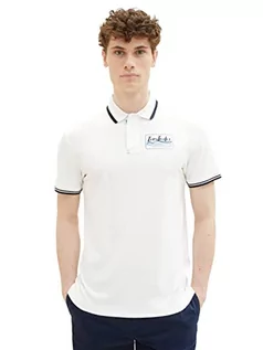 Koszulki męskie - TOM TAILOR Męska koszulka polo, 1036340, biała, XL, 10332 – Off White, XL - grafika 1
