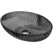 Umywalki - Mexen Zira szklana umywalka nablatowa 53 x 35 cm, czarna - 24175370 - miniaturka - grafika 1