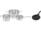 Zestawy garnków i patelni - Zestaw garnków GERLACH Ambiente 6 el. + patelnia naleśnikowa Harmony Classic 26 cm Srebrno-czarny - miniaturka - grafika 1