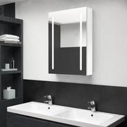 Szafki łazienkowe - Lumarko Szafka łazienkowa z lustrem i LED, lśniąca biel, 50x13x70 cm - miniaturka - grafika 1