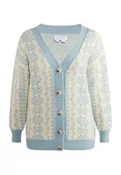 Swetry damskie - blonda Damski sweter oversize 15425013-BL01, niebieski wełniany biały, M/L, Niebieski, wełniany biały, M-L - miniaturka - grafika 1