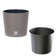 Donice - Doniczka okrągła rattan 40x40x37,5 cm mocca - miniaturka - grafika 1