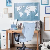 Krzesła obrotowe dla dzieci - Krzesło młodzieżowe błękitne srebrne NORM 5/6 Velvet - miniaturka - grafika 1