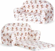 Fotele i pufy dla dzieci - Mini sofka dla dzieci, piankowa 77x35cm rozkładana - Miś Teddy - miniaturka - grafika 1