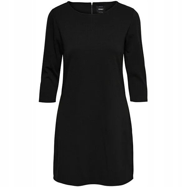 ONLY SUKIENKA DAMSKA CZARNA GŁADKA TRAPEZOWA MINI RĘKAW 3/4 L J9A