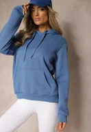 Bluzy damskie - Niebieska Bluza Basic z Kapturem Corbetes - miniaturka - grafika 1