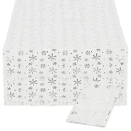 Ozdoby bożonarodzeniowe - Bieżnik na stół 220x140 cm obrus świąteczny ze śnieżynkami biały - miniaturka - grafika 1
