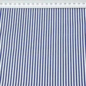 Pasmanteria - Tkanina bawełniana Paseczki granatowo białe - miniaturka - grafika 1
